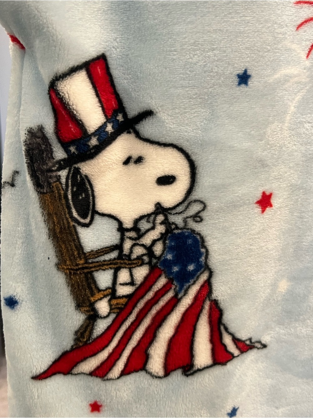 Peanuts Light Blue Snoopy Patriotic Throw Blanket NWT - Picture 4 of 4